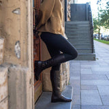 Saint Damaris Dark Brown Leather Buckle Decor Knee High Boots