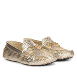 Saint Aurora Gold Handwoven Leather Horsebit Loafers