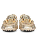 Saint Aurora Gold Handwoven Leather Horsebit Loafers