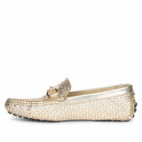 Saint Aurora Gold Handwoven Leather Horsebit Loafers
