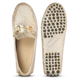 Saint Aurora Gold Handwoven Leather Horsebit Loafers