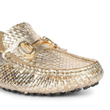 Saint Aurora Gold Handwoven Leather Horsebit Loafers
