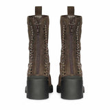 Saint Celestia Brown Leather Crystal High Ankle Boots