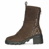 Saint Celestia Brown Leather Crystal High Ankle Boots