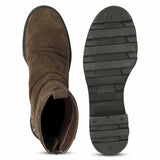 Saint Celestia Brown Leather Crystal High Ankle Boots