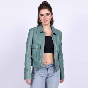 Saint Amory Women Green Leather Jackets