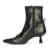 Saint Alondra Studded Black Leather Kitten Heel Boots