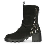 Saint Celestia Black Leather Crystal High Ankle Boots