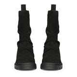 Saint Celestia Black Leather Crystal High Ankle Boots
