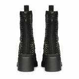 Saint Celestia Black Leather Crystal High Ankle Boots