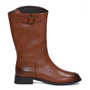 Saint Martina Tan Leather Calf  Boots - SaintG India