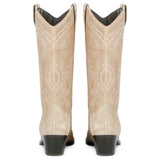 Saint Elodie's signature stitched ivory leather cowboy boots