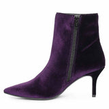 Saint Amoura Triangular Crystal Purple Velvet Ankle Boots