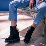 Versatile Saint Carolin Ankle Boots - Stylish Black Leather Inner Wedge Heels