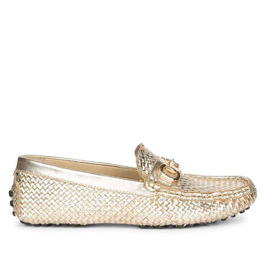 Saint Aurora Gold Handwoven Leather Horsebit Loafers