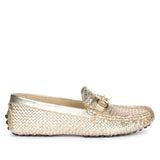 Saint Aurora Gold Handwoven Leather Horsebit Loafers