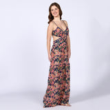 Saint Womens Blue Multicolour Cut-out Waist Maxi Dress