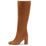 Saint Priscilla Tan Suede Leather Knee High Slouch Boots - SaintG India
