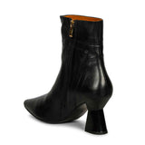 Saint Madelyn Black Leather Chain Decor Pointed Toe Ankle Boots