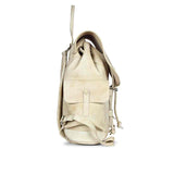 Capri Beige Leather Oversized Structured Backpacks