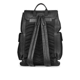 Capri Black Leather Oversized Structured Backpacks