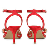 Saint Isla Stone Embellished Straps Red Stilettos