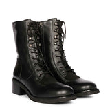 Saint Kayla's Black Leather Lace-Up Boots - High Ankle Fashion
