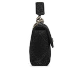 Alayna Black Leather Crystal Shoulder Bags With Detachable Handel