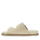 Saint Oren Off White Stone Jeweled Raffia Leather Sandals