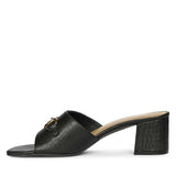 Saint Blair Black Croc-embossed Leather Block Heels