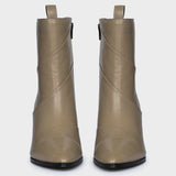 Saint Novara Folded Stone Leather Wedge Ankle Boots