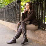 Saint Grace Brown Leather Above The Knee Boots