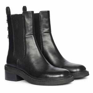 Saint Aitana Trio Ring Black Leather High Ankle Boots