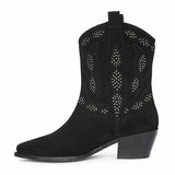 Saint Ryleigh Silver Studded Black Suede Leather Boots