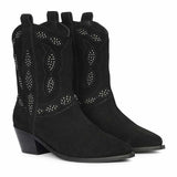 Saint Ryleigh Silver Studded Black Suede Leather Boots