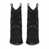 Saint Ryleigh Silver Studded Black Suede Leather Boots