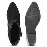 Saint Ryleigh Silver Studded Black Suede Leather Boots