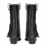 Saint Malone Fold Over Black Leather Mid Calf Boots