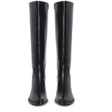 Saint Clochette Snake Embossed Black Leather Knee High Boots - SaintG India 