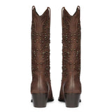 Saint Maeve Studded Brown Leather Cowboy Boots