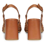 Saint Fabienne Hand Woven Tan Leather Block Heels