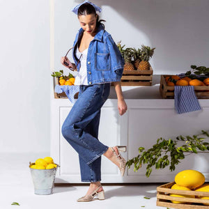 Saint Delaney Platin Hand Woven Leather Block Heels