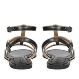 Saint Melina Multi Stone Studded Black Leather Sandals