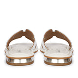 Saint Bria Sequin Metallic White Leather Flats