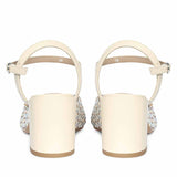Saint Athena Off White-Silver Hand Woven Leather Heels