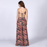 Saint Womens Blue Multicolour Cut-out Waist Maxi Dress