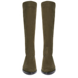 Saint Amy Olive Stretch suede Leather Knee High Boots