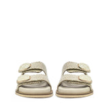 Saint Oren Off White Stone Jeweled Raffia Leather Sandals