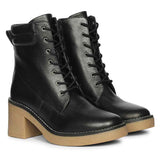 Saint Esme Black Leather Lace Up Boots