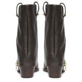 Saint Malone Fold Over Brown Leather Mid Calf Boots